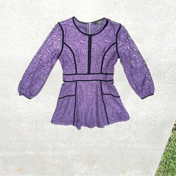 Juicy Couture Dresses & Skirts - Juicy Couture Purple Lace Dress Black Velvet Trim Mini Black Label‎